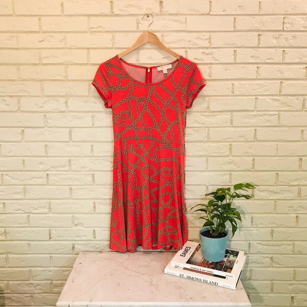 Michael Kors XS dress; coral with pattern
